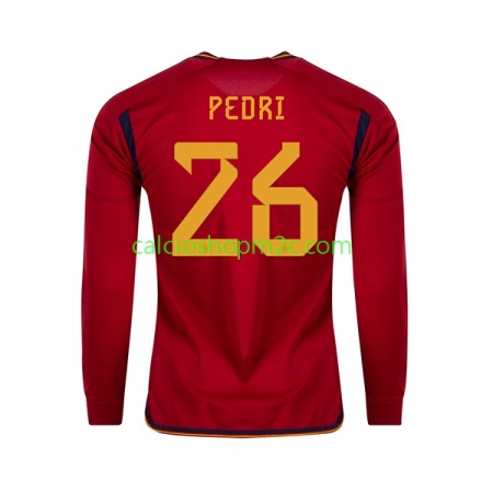Spagna PEDRI 26 Maglia Prima World Cup 2022 Manica Lunga
